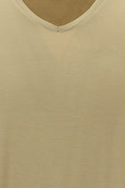 Orta Kahve V Yaka Slim Fit Dar Kesim T-shirt