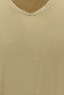 Orta Kahve V Yaka Slim Fit Dar Kesim T-shirt