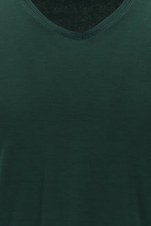 Koyu Yeşil V Yaka Slim Fit Dar Kesim Süprem Likralı T-shirt