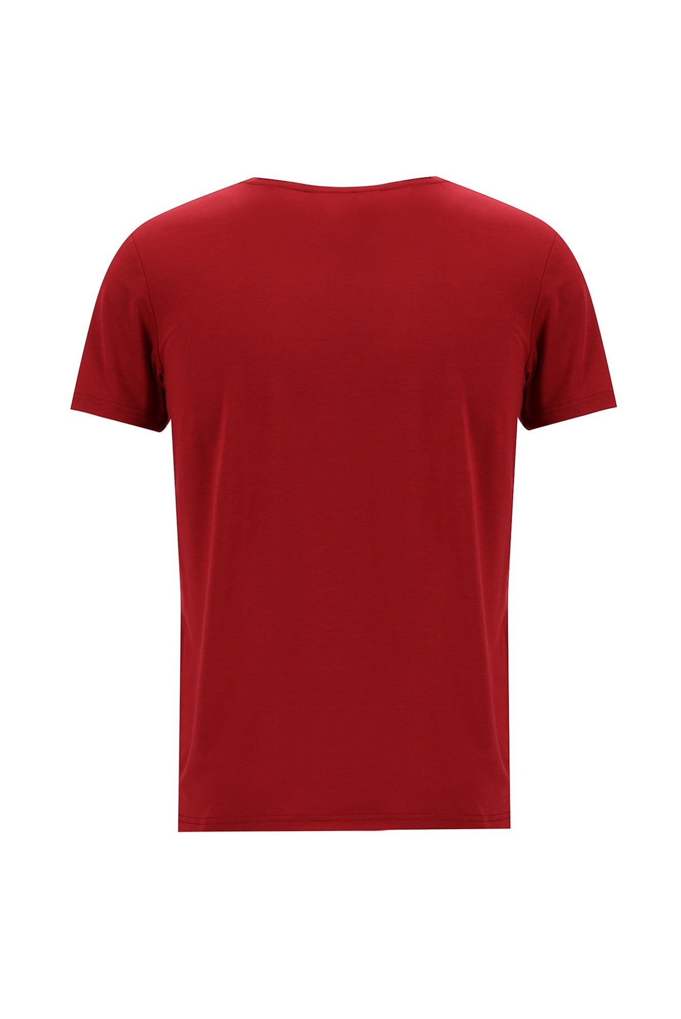 Koyu Kırmızı V Yaka Slim Fit Dar Kesim T-shirt