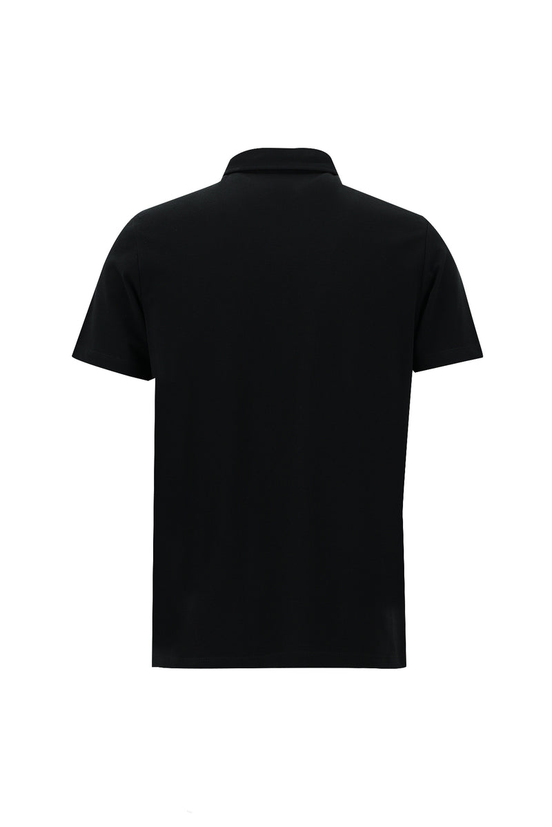 Siyah Polo Yaka Regular Fit Pamuk T-shirt