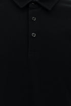 Siyah Polo Yaka Regular Fit Pamuk T-shirt