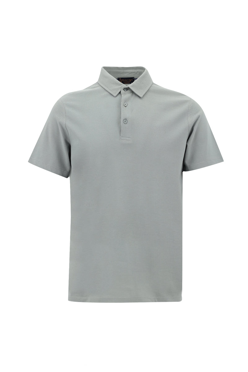 Bulut Gri Polo Yaka Regular Fit Pamuk T-shirt