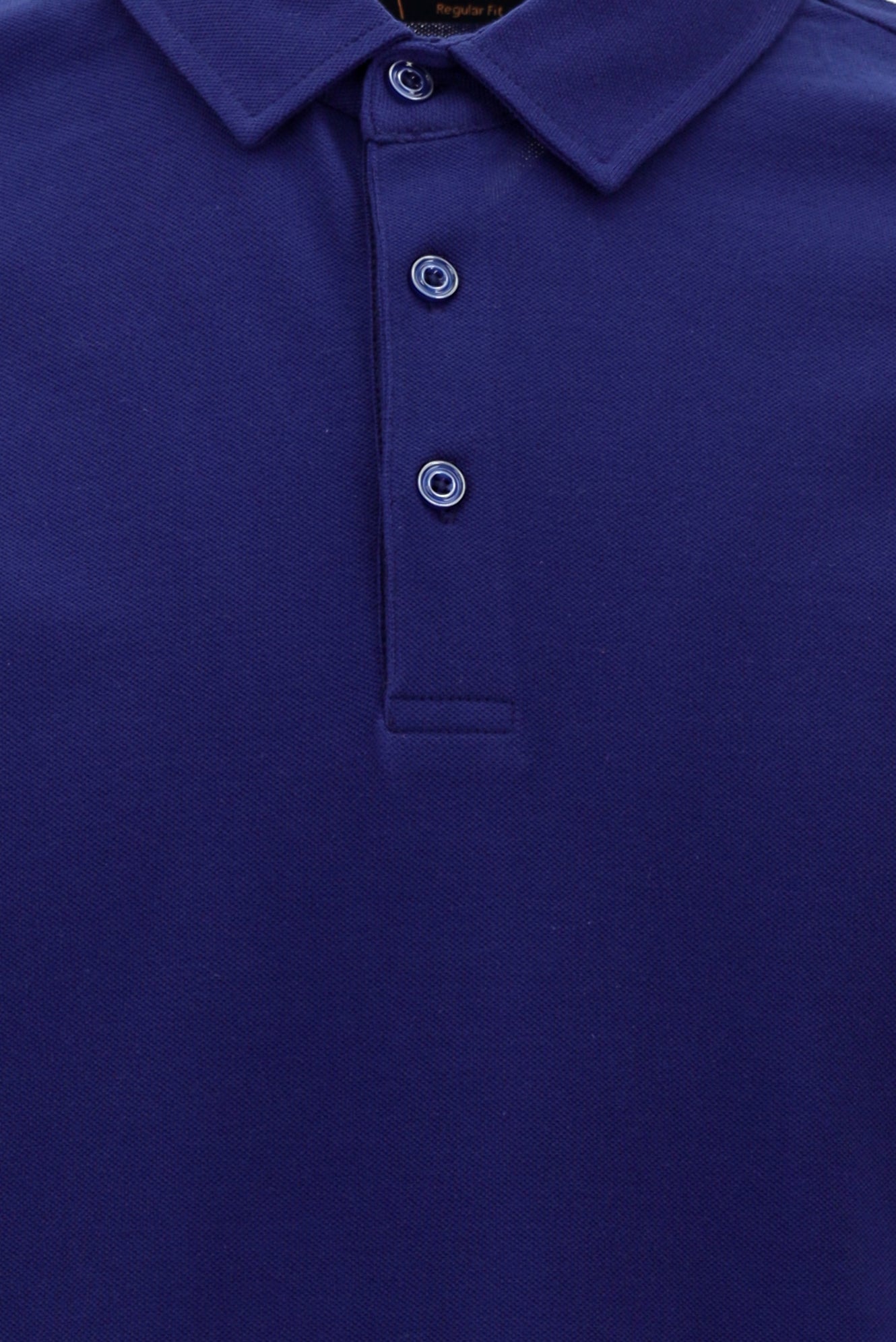 Orta Lacivert Polo Yaka Regular Fit Pamuk T-shirt
