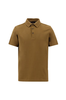 Orta Kahve Polo Yaka Regular Fit Pamuk T-shirt