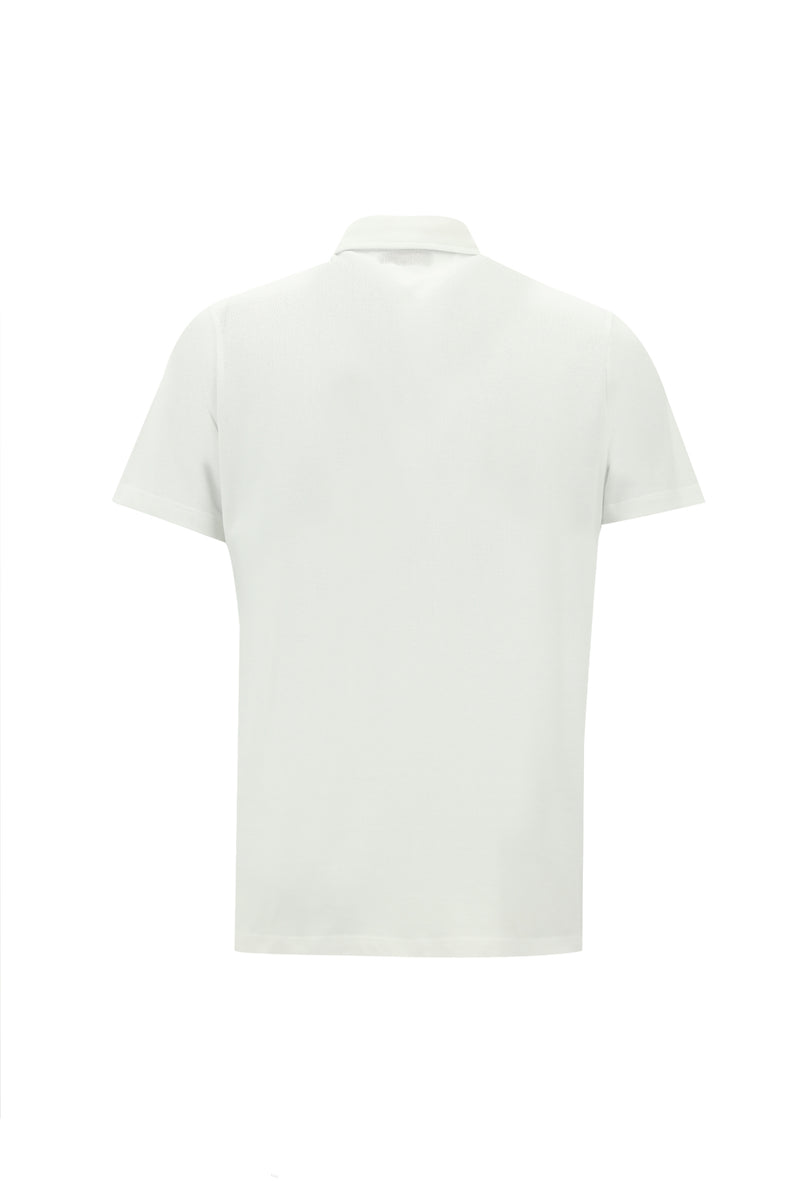 Kırık Beyaz Polo Yaka Regular Fit Pamuk T-shirt