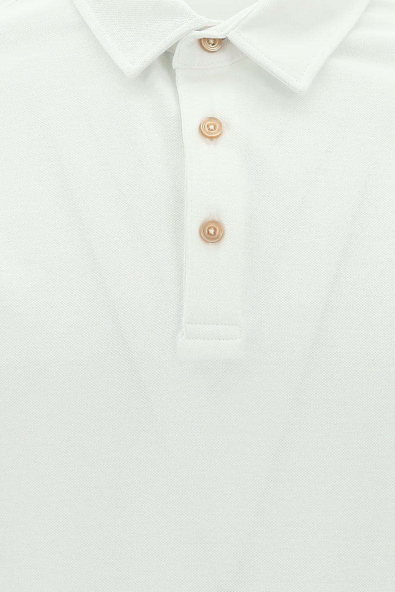 Kırık Beyaz Polo Yaka Regular Fit Pamuk T-shirt