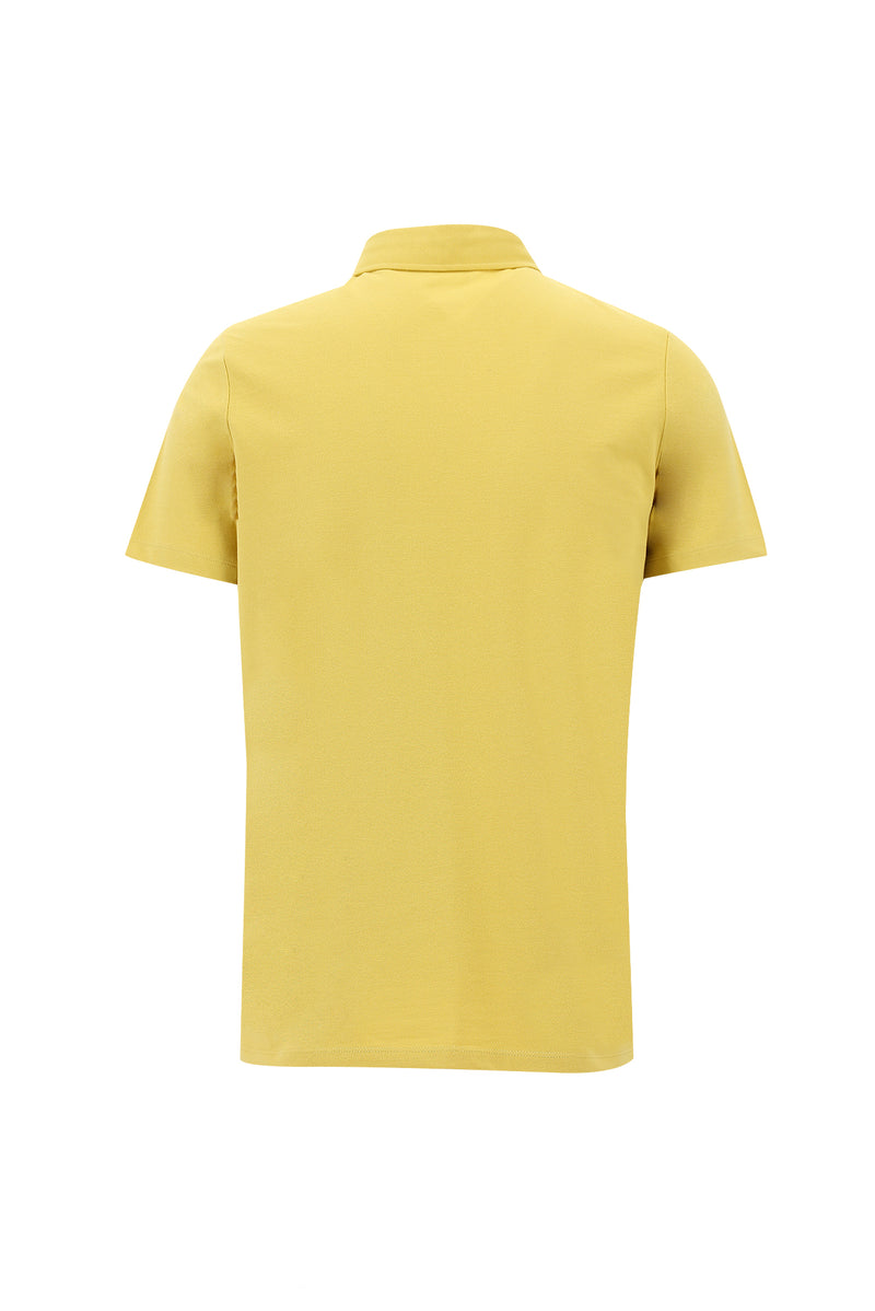 Sarı Polo Yaka Regular Fit Pamuk T-shirt