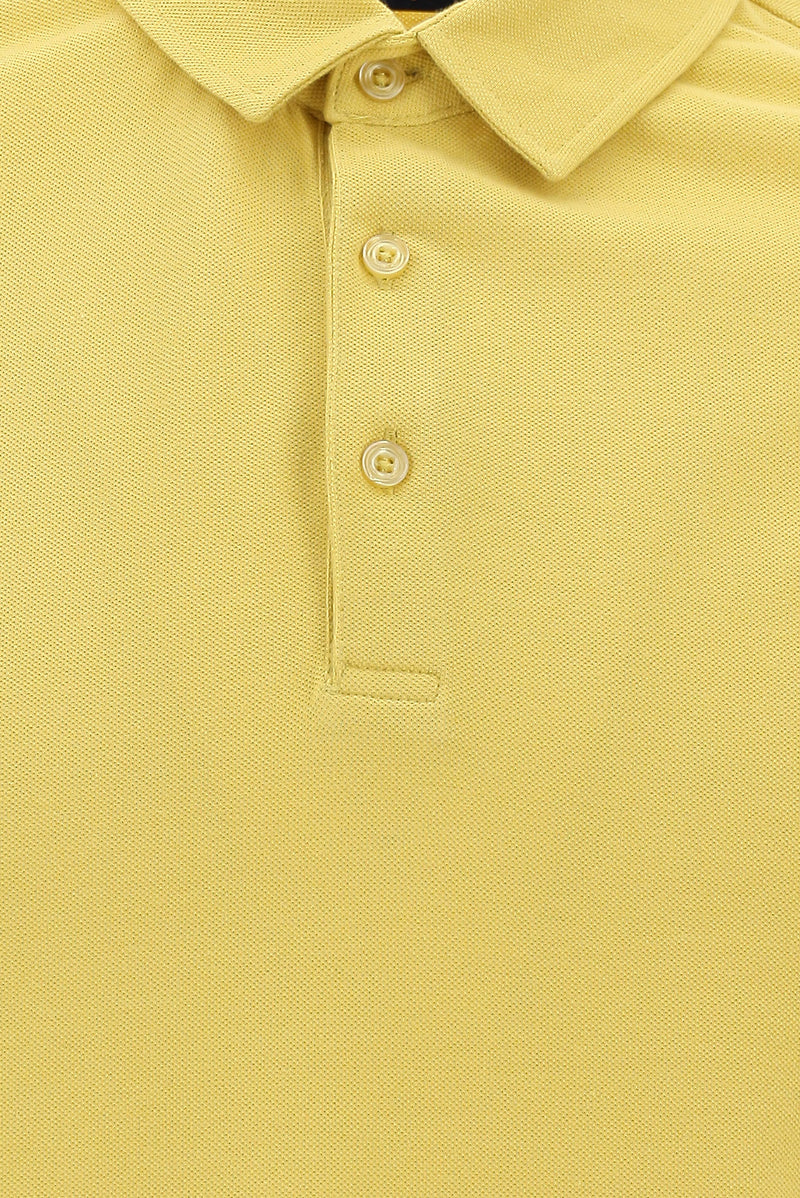 Sarı Polo Yaka Regular Fit Pamuk T-shirt
