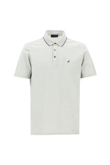 Açık Gri Polo Yaka Regular Fit Nakışlı Merserize Pamuk T-shirt