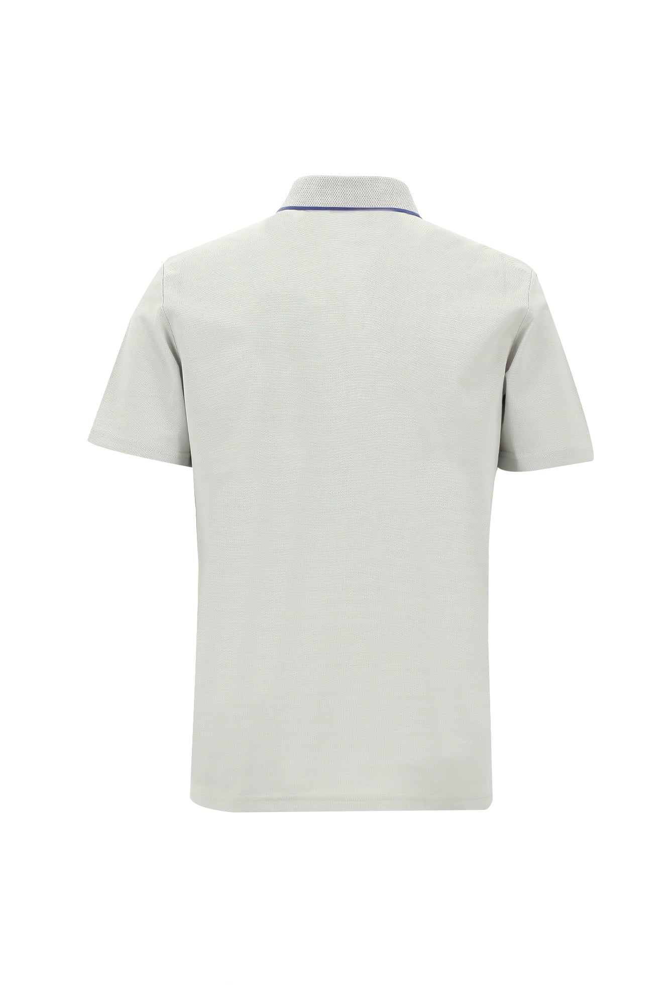 Açık Gri Polo Yaka Regular Fit Nakışlı Merserize Pamuk T-shirt