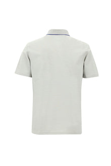 Açık Gri Polo Yaka Regular Fit Nakışlı Merserize Pamuk T-shirt
