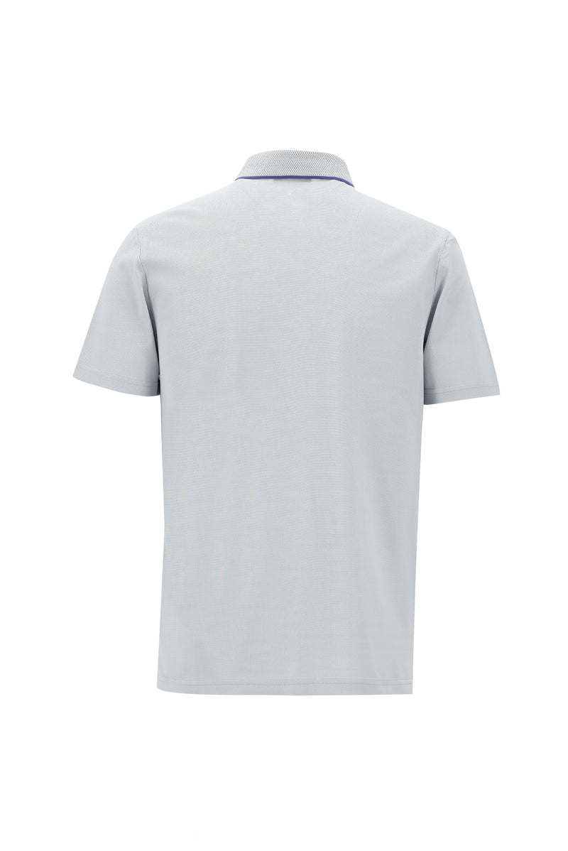 Gök Mavisi Polo Yaka Regular Fit Nakışlı Merserize Pamuk T-shirt