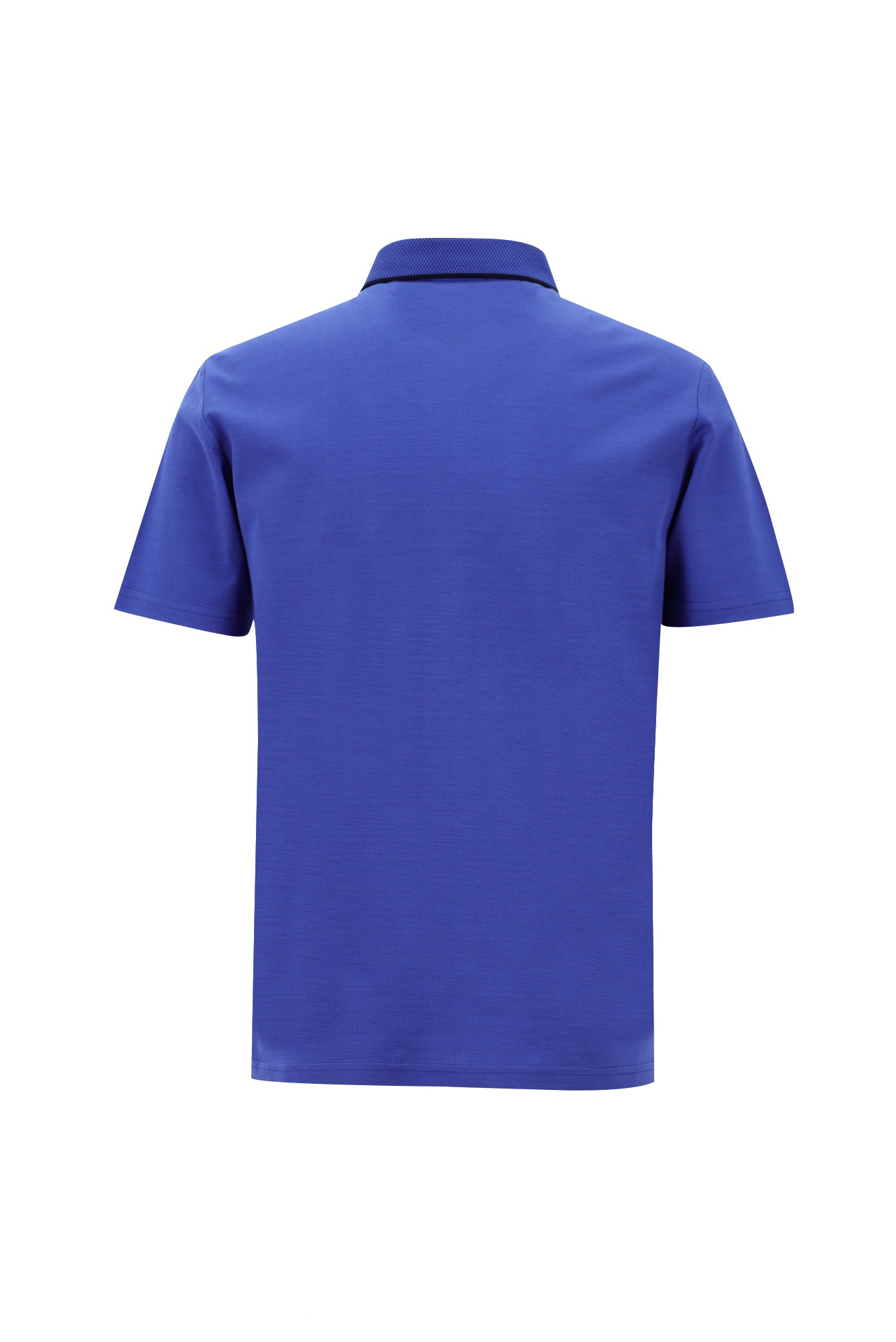Kobalt Mavi Polo Yaka Regular Fit Nakışlı Merserize Pamuk T-shirt