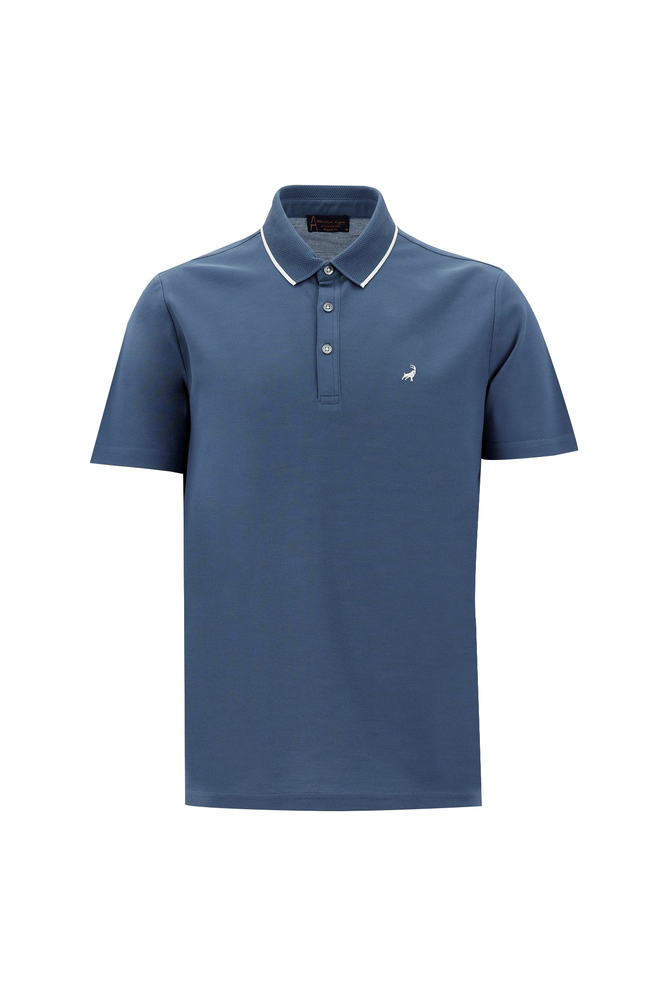 Mavi Polo Yaka Regular Fit Nakışlı Merserize Pamuk T-shirt