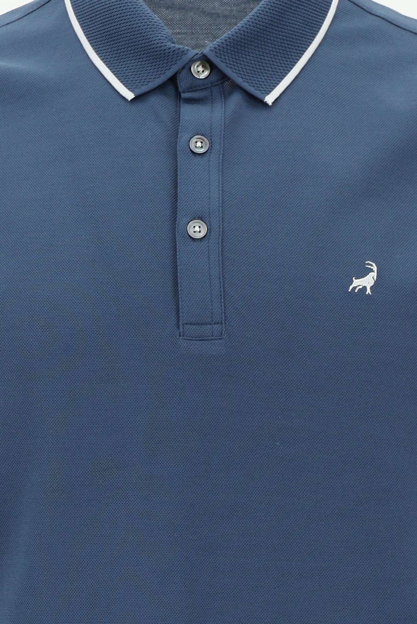 Mavi Polo Yaka Regular Fit Nakışlı Merserize Pamuk T-shirt