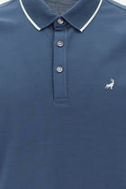 Mavi Polo Yaka Regular Fit Nakışlı Merserize Pamuk T-shirt