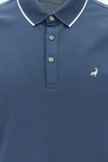 Mavi Polo Yaka Regular Fit Nakışlı Merserize Pamuk T-shirt