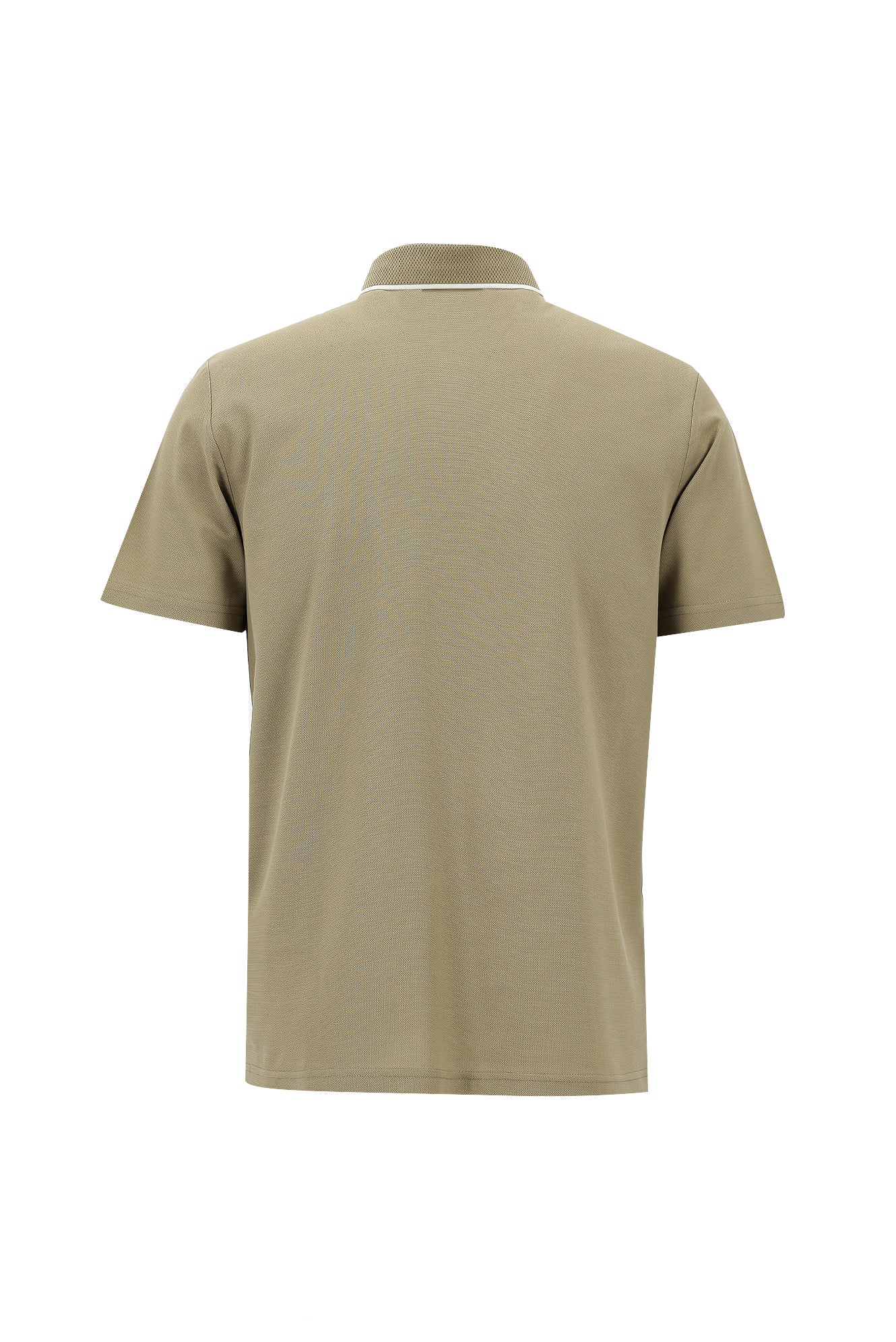 Koyu Bej Polo Yaka Regular Fit Nakışlı Merserize Pamuk T-shirt