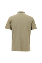 Koyu Bej Polo Yaka Regular Fit Nakışlı Merserize Pamuk T-shirt