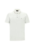 Beyaz Polo Yaka Regular Fit Nakışlı Merserize Pamuk T-shirt
