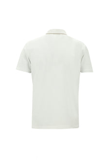 Beyaz Polo Yaka Regular Fit Nakışlı Merserize Pamuk T-shirt