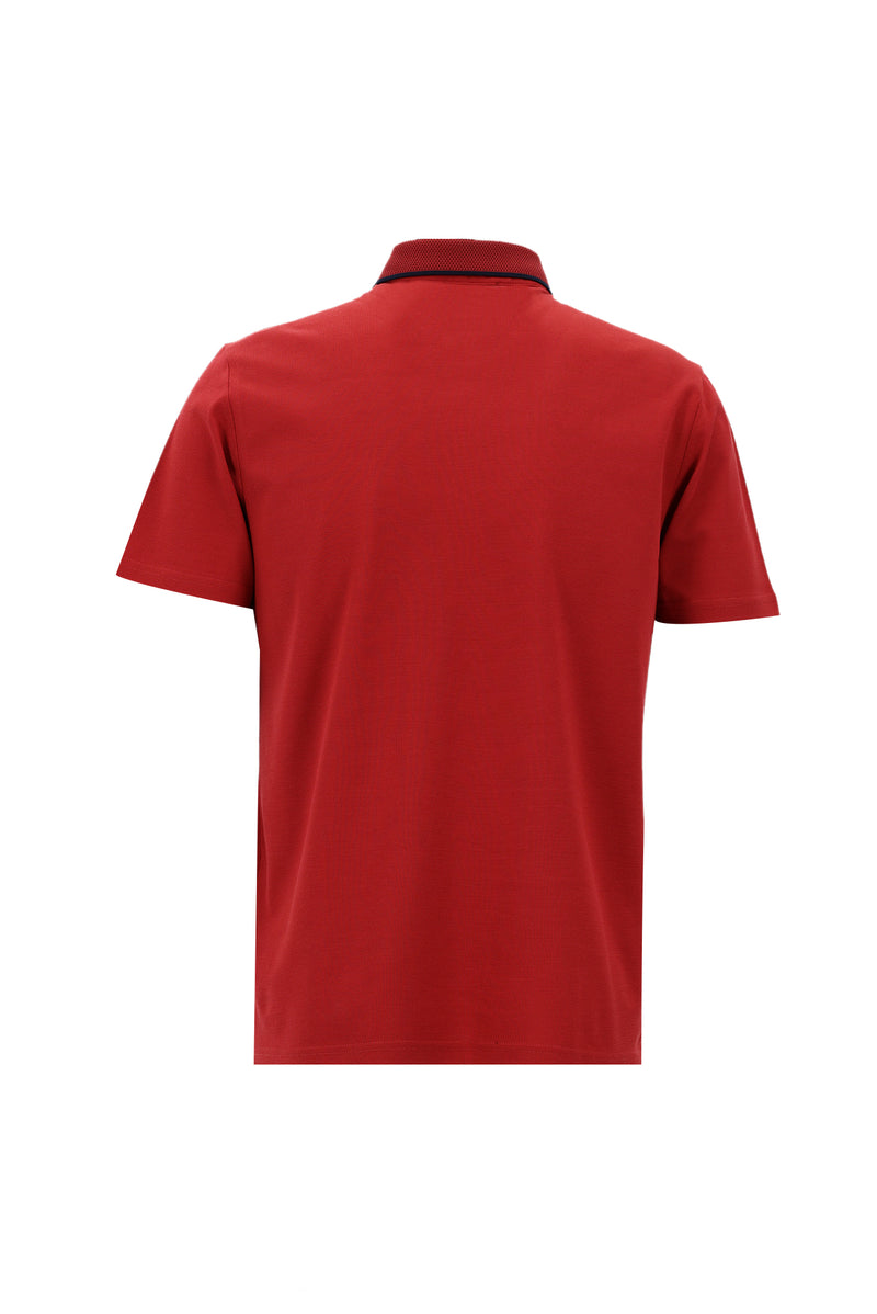 Kiremit Polo Yaka Regular Fit Nakışlı Merserize Pamuk T-shirt