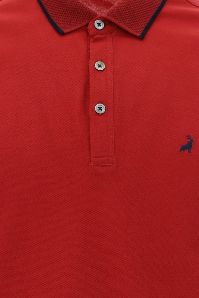 Kiremit Polo Yaka Regular Fit Nakışlı Merserize Pamuk T-shirt