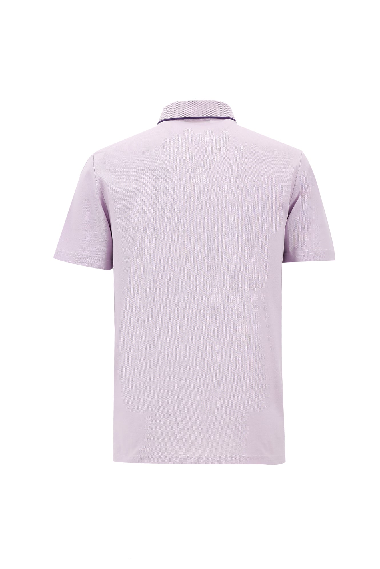 Lila Polo Yaka Regular Fit Nakışlı Merserize Pamuk T-shirt