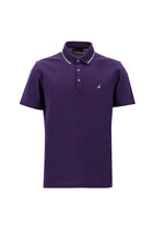 Koyu Mor Polo Yaka Regular Fit Nakışlı Merserize Pamuk T-shirt