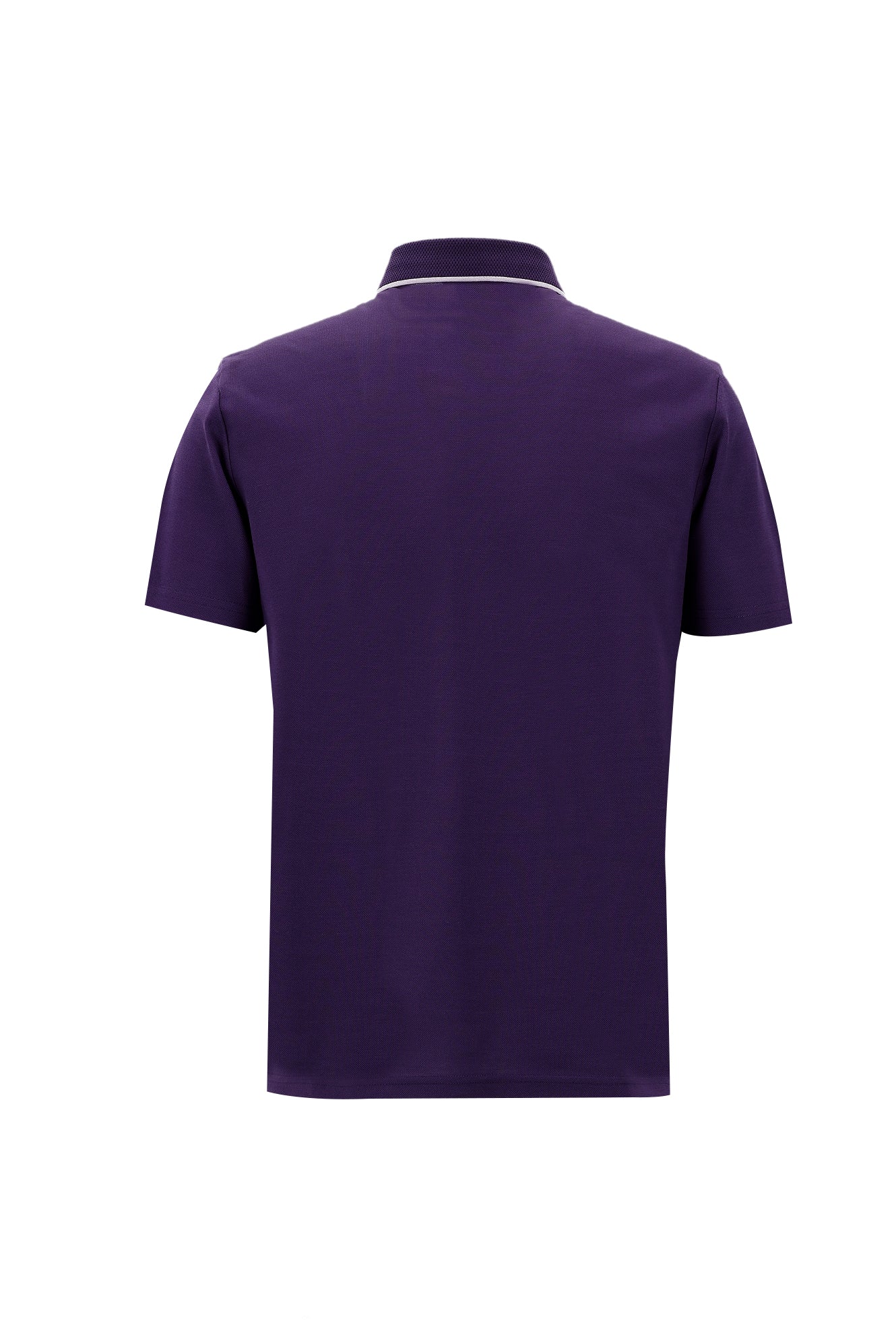 Koyu Mor Polo Yaka Regular Fit Nakışlı Merserize Pamuk T-shirt