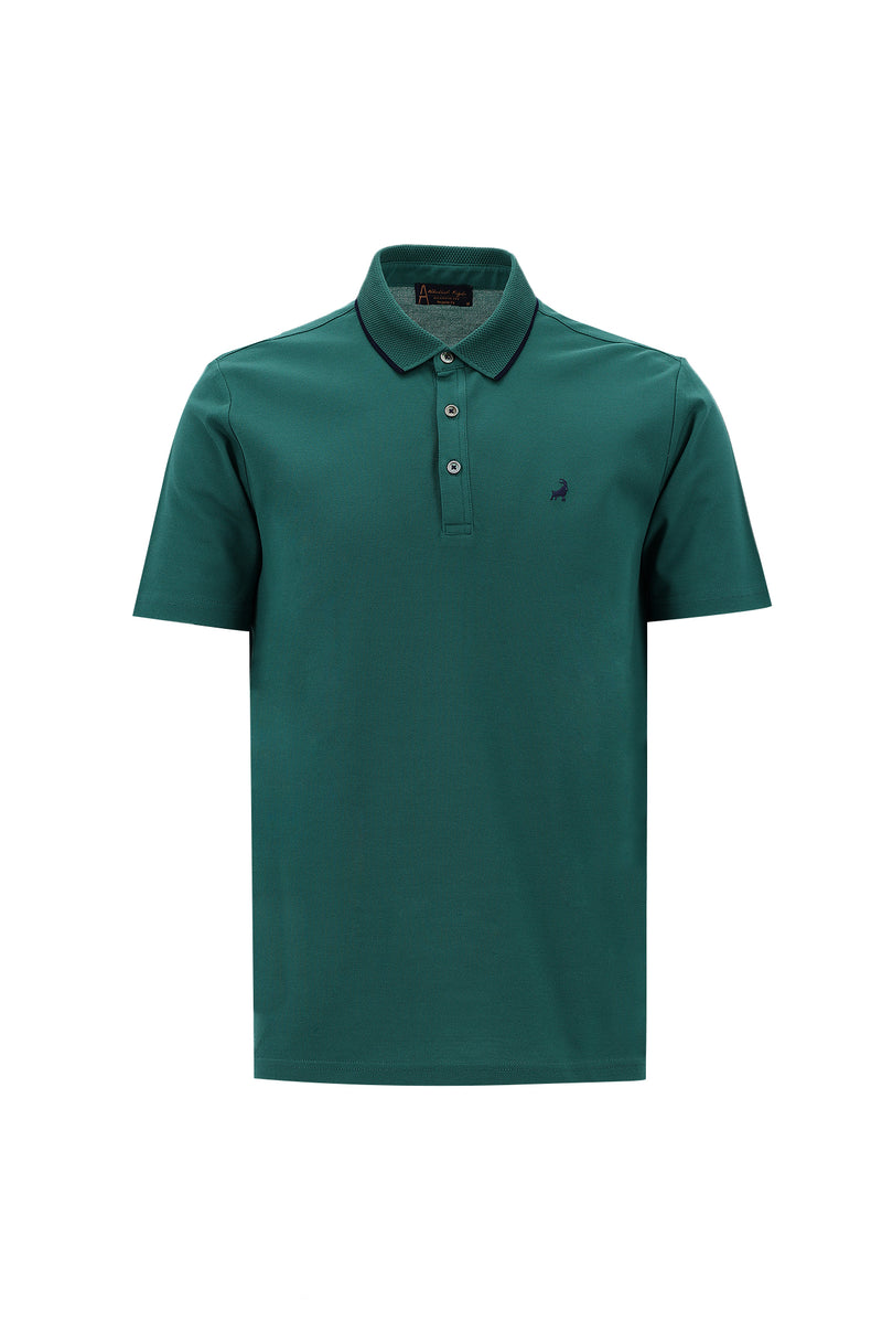 Nefti Polo Yaka Regular Fit Nakışlı Merserize Pamuk T-shirt