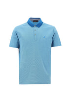 Aqua Mavisi Polo Yaka Regular Fit Nakışlı Merserize Pamuk T-shirt