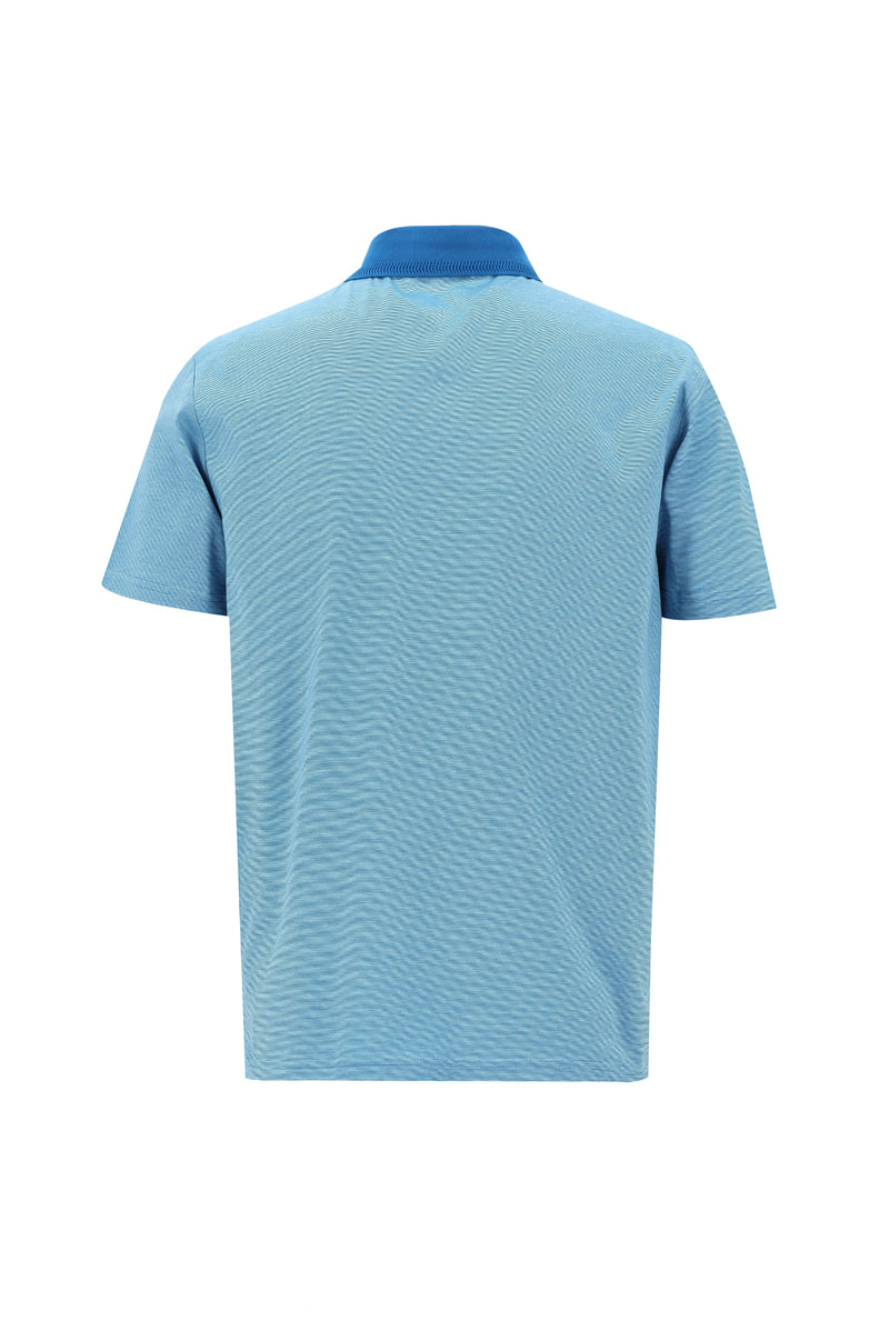 Aqua Mavisi Polo Yaka Regular Fit Nakışlı Merserize Pamuk T-shirt