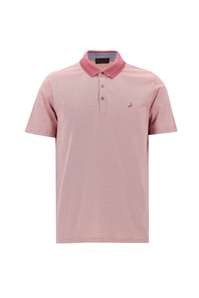 Şarap Bordo Polo Yaka Regular Fit Nakışlı Merserize Pamuk T-shirt
