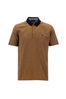 Orta Turuncu Polo Yaka Regular Fit Nakışlı Merserize Pamuk T-shirt