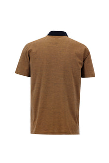 Orta Turuncu Polo Yaka Regular Fit Nakışlı Merserize Pamuk T-shirt