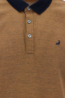 Orta Turuncu Polo Yaka Regular Fit Nakışlı Merserize Pamuk T-shirt