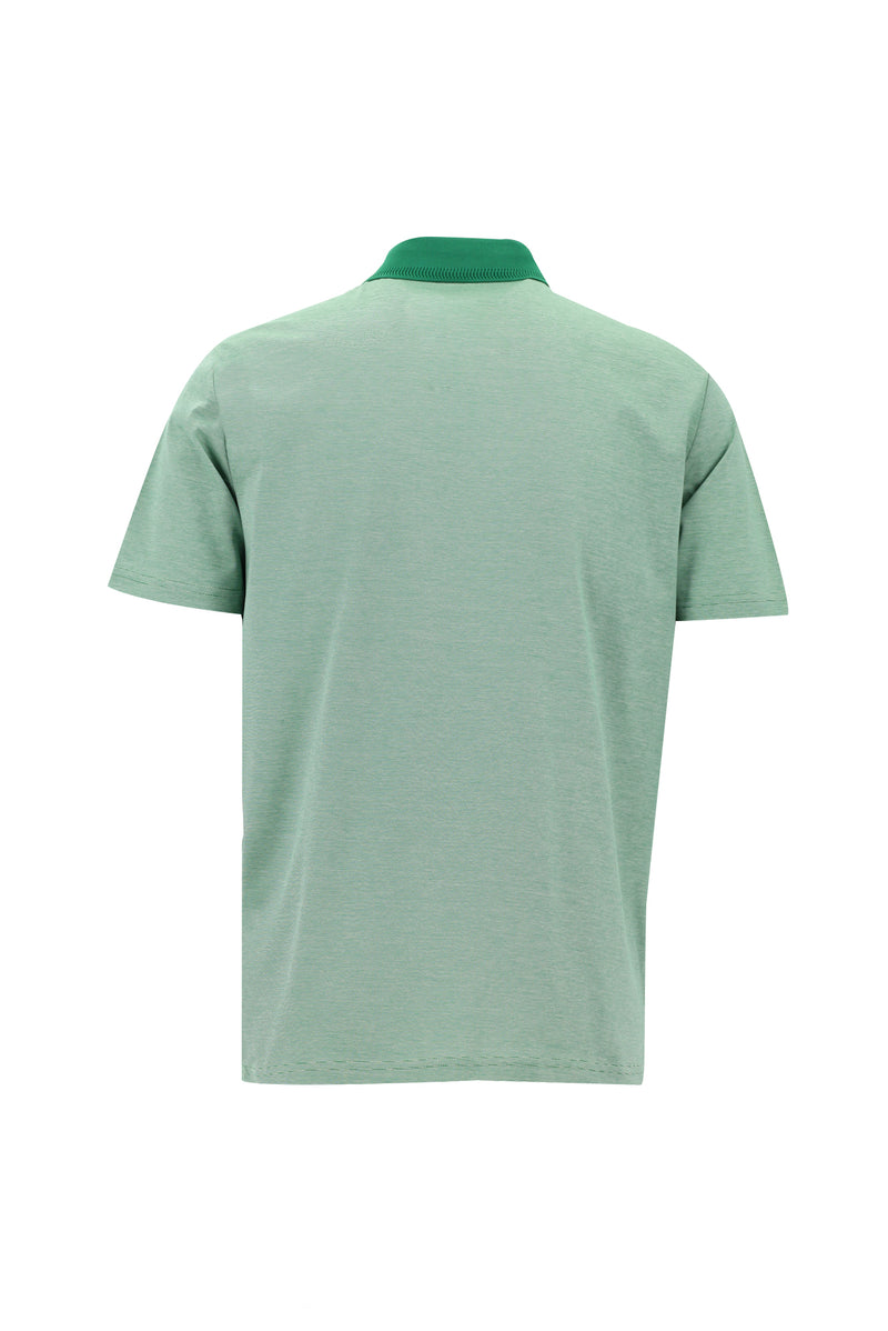 Çimen Yeşili Polo Yaka Regular Fit Nakışlı Merserize Pamuk T-shirt