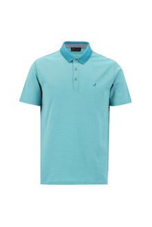 Koyu Turkuaz Polo Yaka Regular Fit Nakışlı Merserize Pamuk T-shirt
