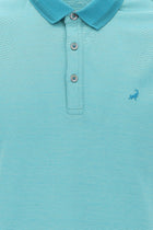 Koyu Turkuaz Polo Yaka Regular Fit Nakışlı Merserize Pamuk T-shirt