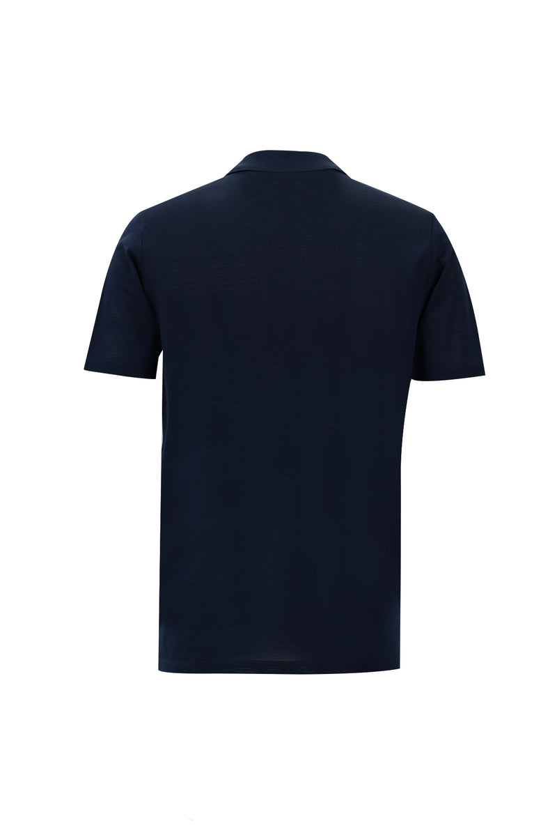 Orta Lacivert Polo Yaka Regular Fit Merserize Pamuk T-shirt