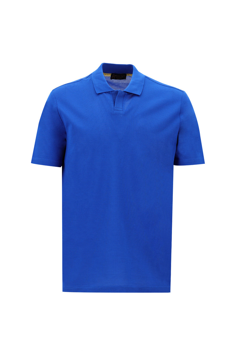 Çivit Mavisi Polo Yaka Regular Fit Merserize Pamuk T-shirt