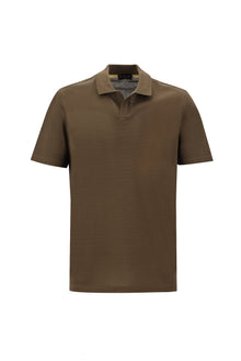 Orta Kahve Polo Yaka Regular Fit Merserize Pamuk T-shirt