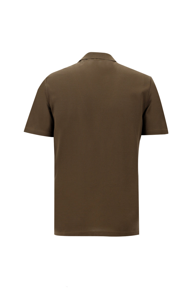 Orta Kahve Polo Yaka Regular Fit Merserize Pamuk T-shirt