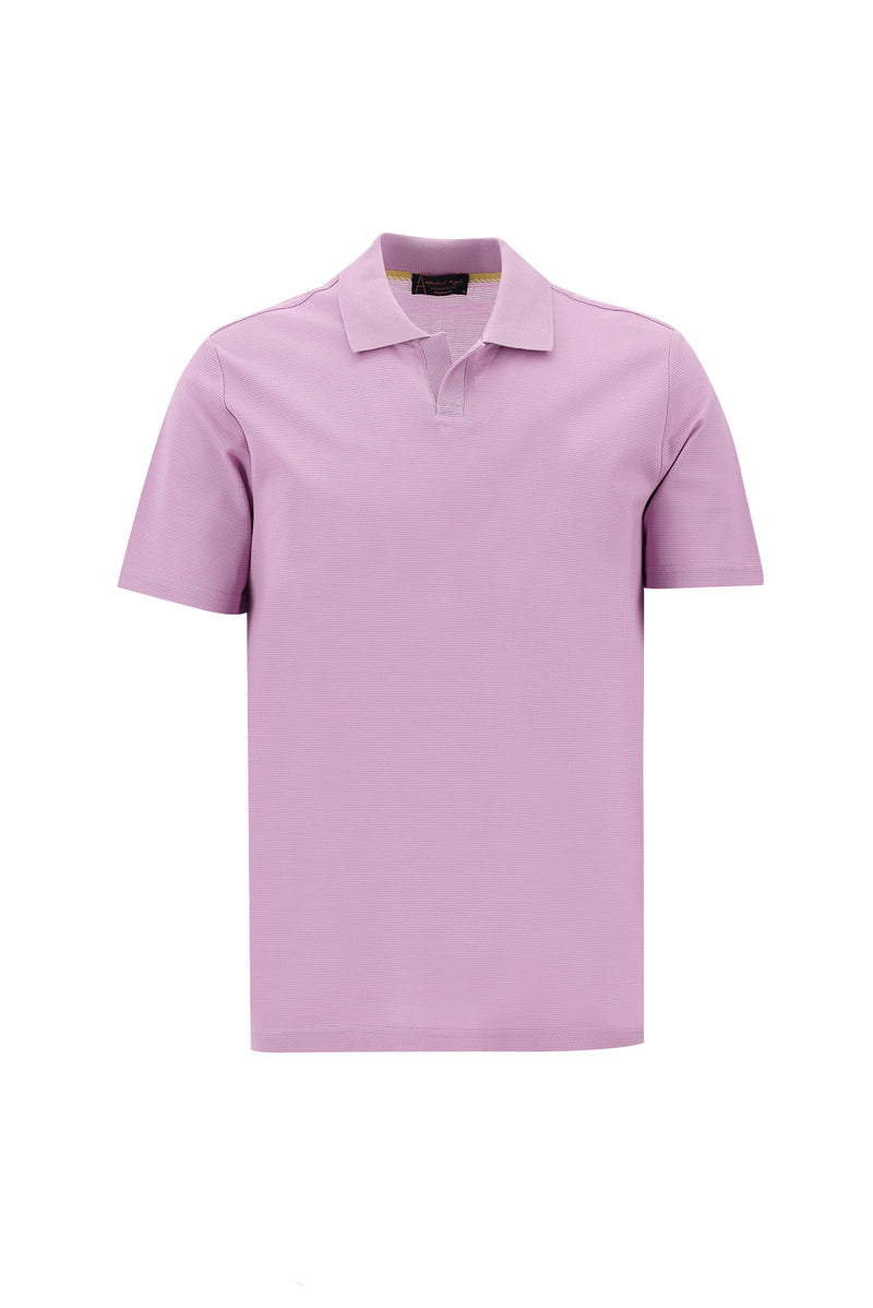 Lila Polo Yaka Regular Fit Merserize Pamuk T-shirt
