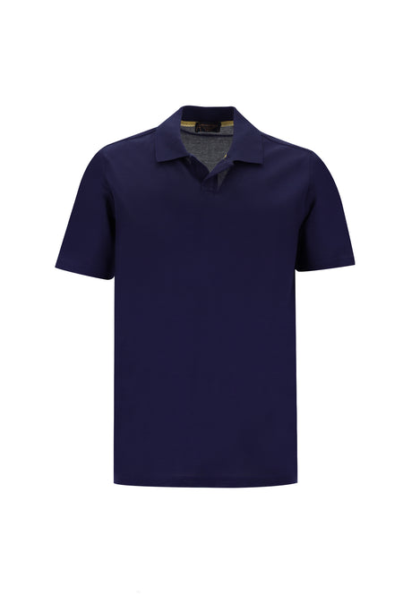 Patlıcan Moru Polo Yaka Regular Fit Merserize Pamuk T-shirt