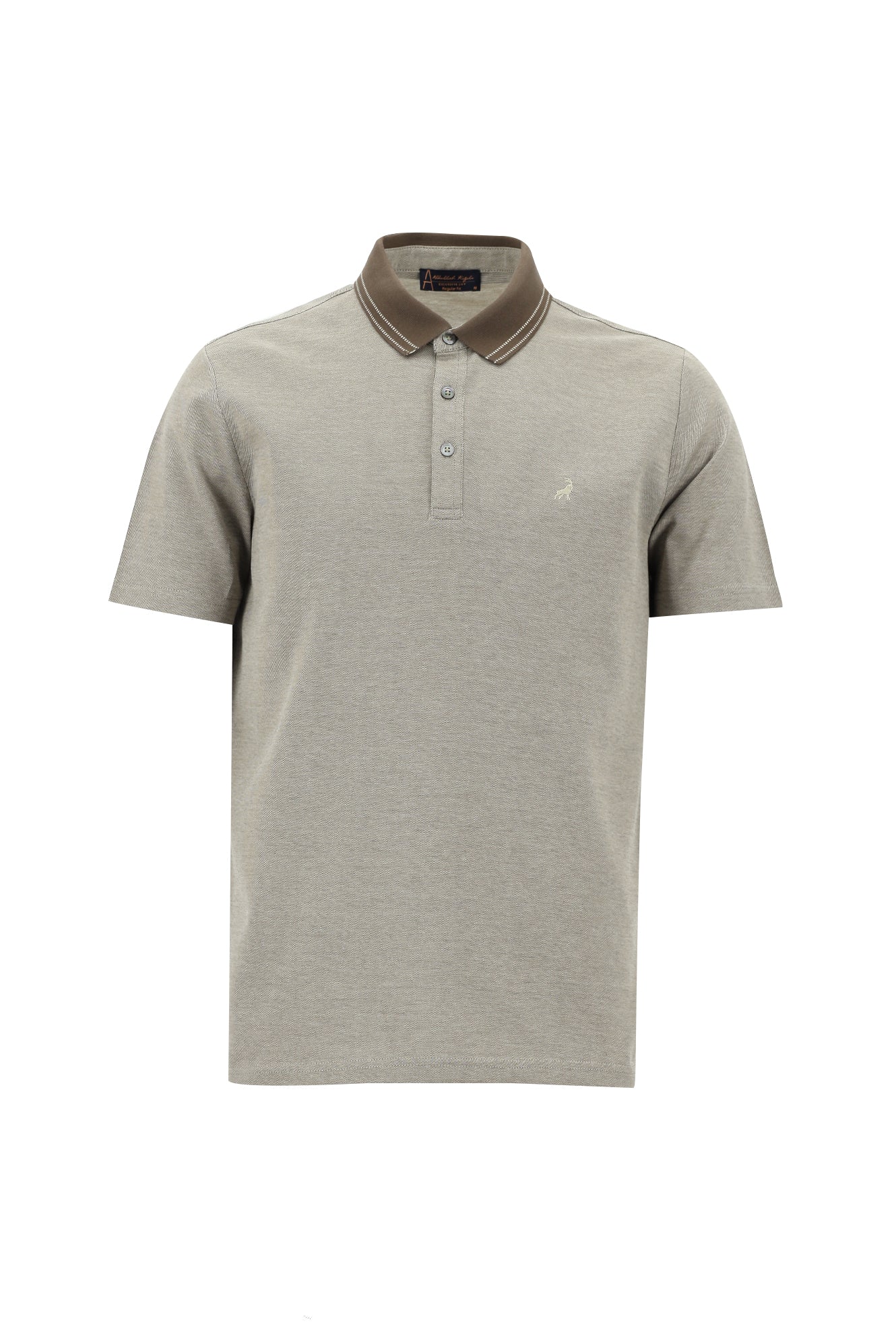 Açık Kahve  Polo Yaka Regular Fit Nakışlı Merserize Pamuk T-shirt