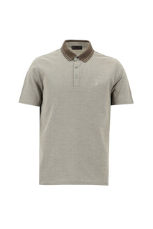Açık Kahve  Polo Yaka Regular Fit Nakışlı Merserize Pamuk T-shirt