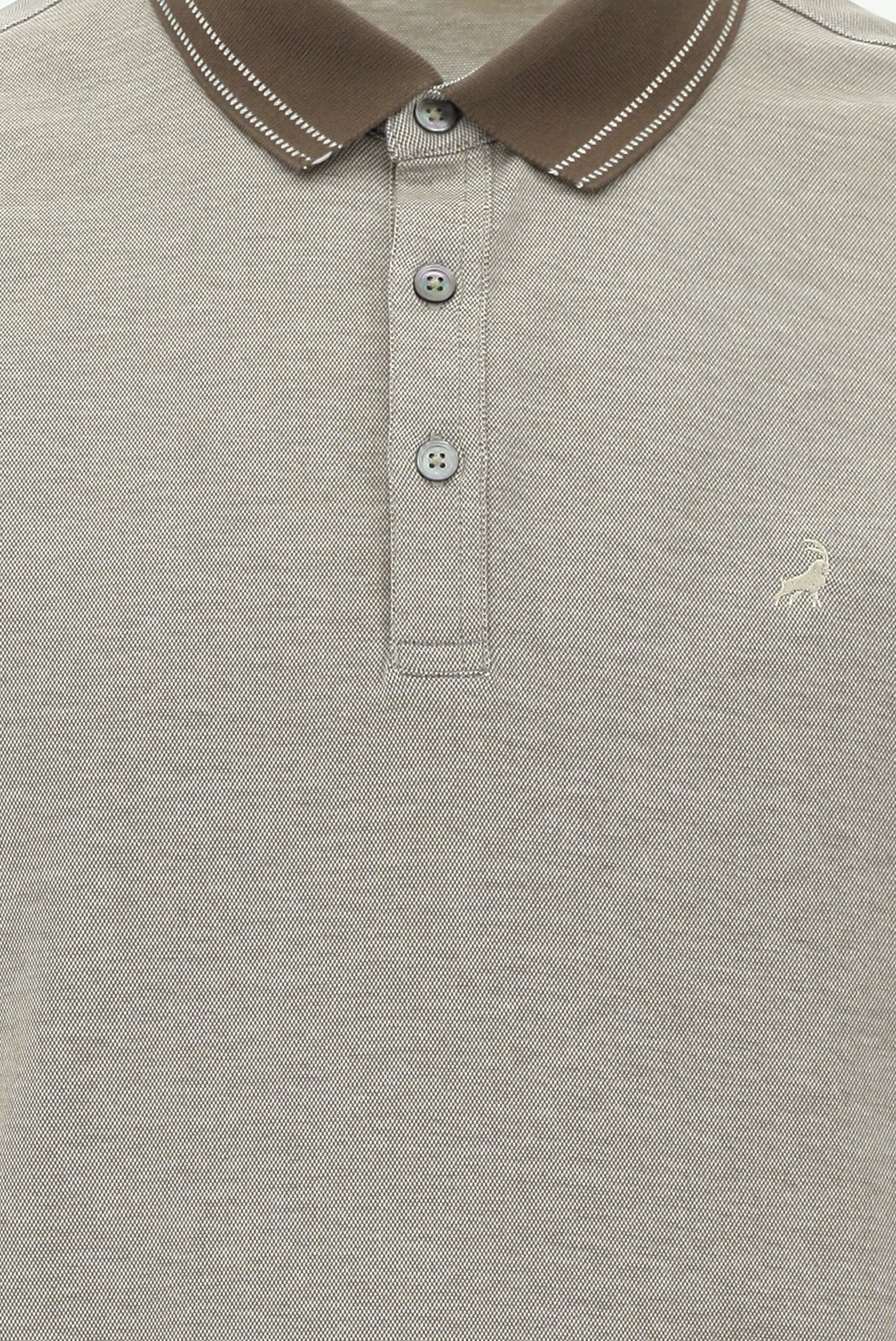 Açık Kahve  Polo Yaka Regular Fit Nakışlı Merserize Pamuk T-shirt